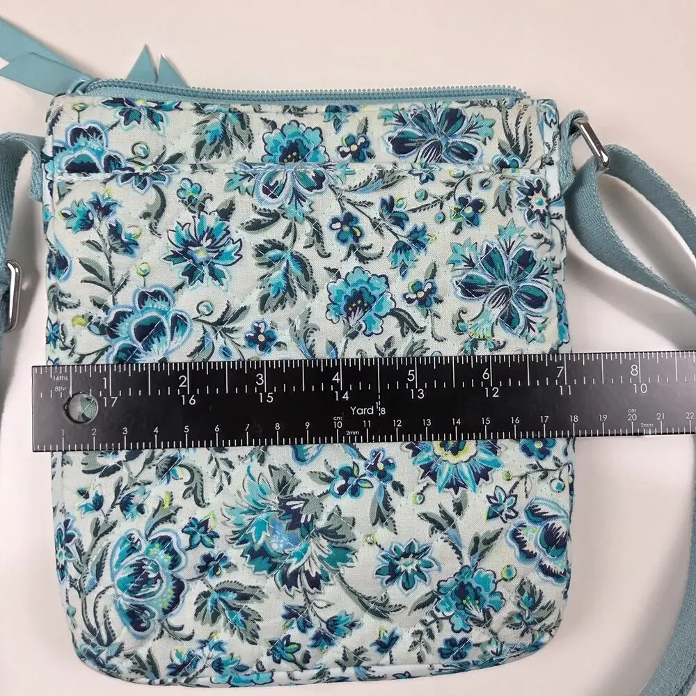 Vera Bradley Cloud Vine Crossbody Bag Blue Aqua Floral Quilted Shoulder Purse